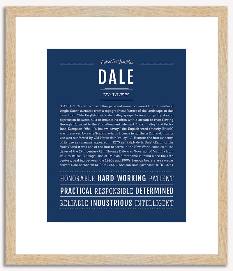 Dale (male) | Name Art Print