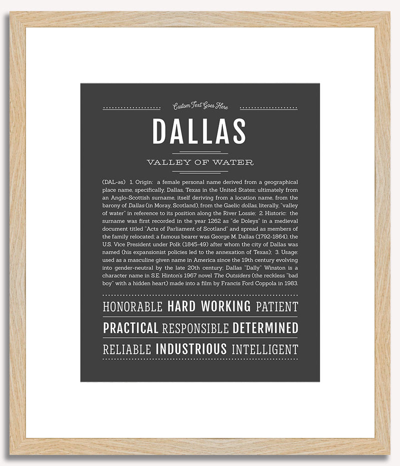 Dallas (female) | Name Art Print