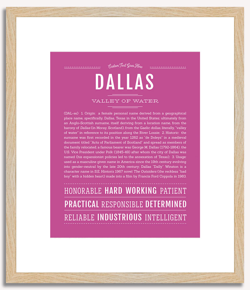 Dallas (female) | Name Art Print