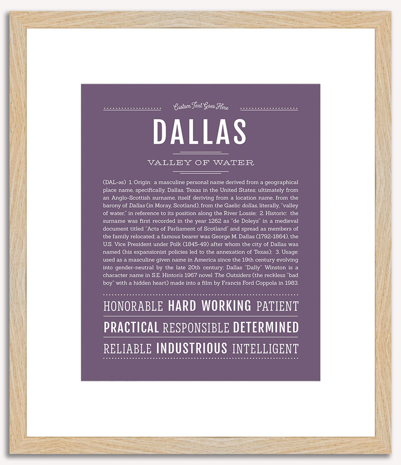 Dallas (female) | Name Art Print