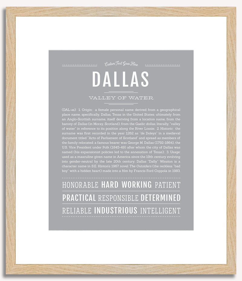 Dallas (female) | Name Art Print