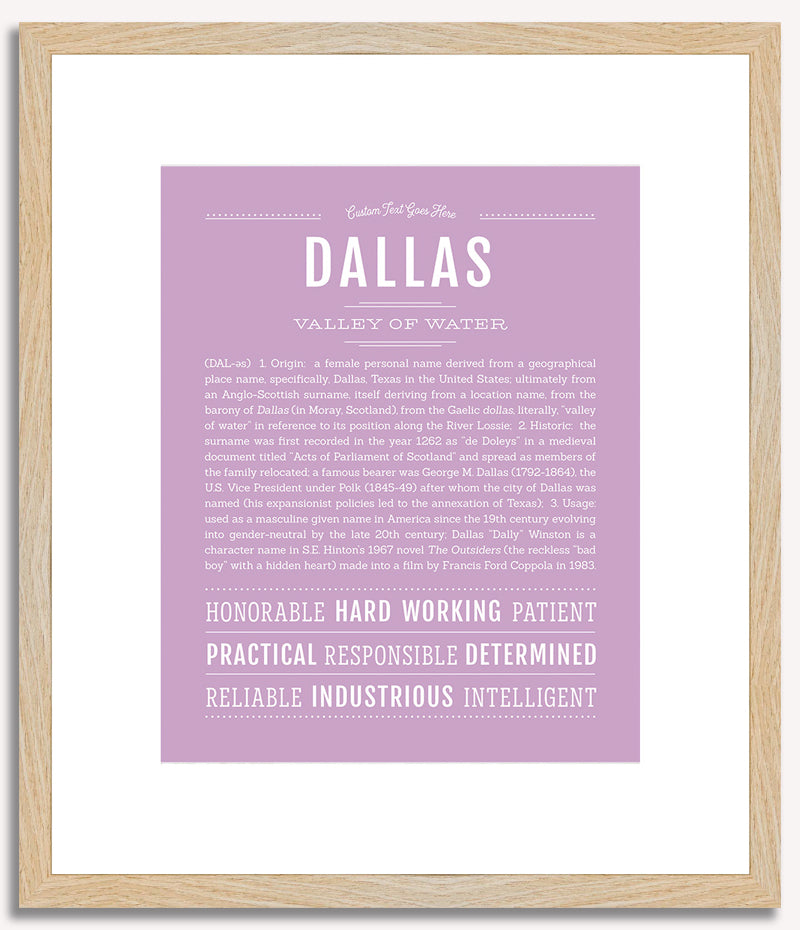 Dallas (female) | Name Art Print