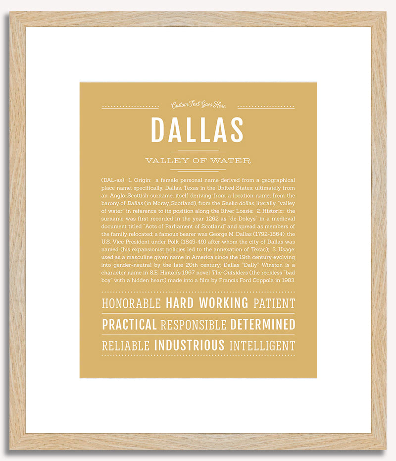 Dallas (female) | Name Art Print