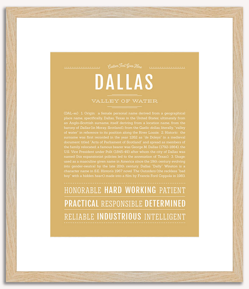 Dallas (male) | Name Art Print