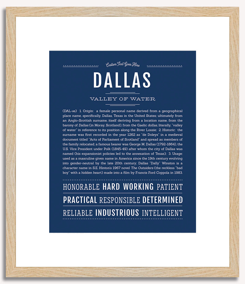 Dallas (female) | Name Art Print