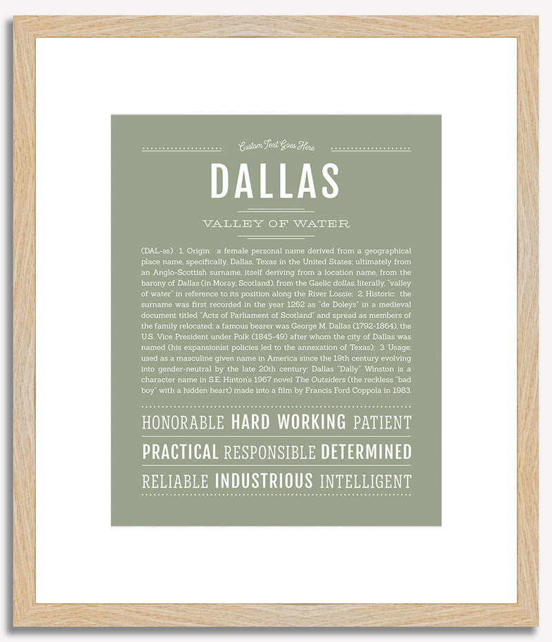 Dallas (female) | Name Art Print