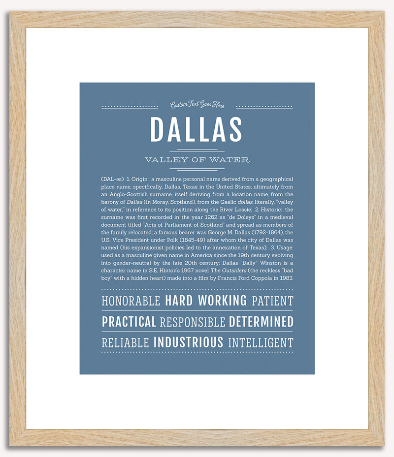 Dallas (male) | Name Art Print