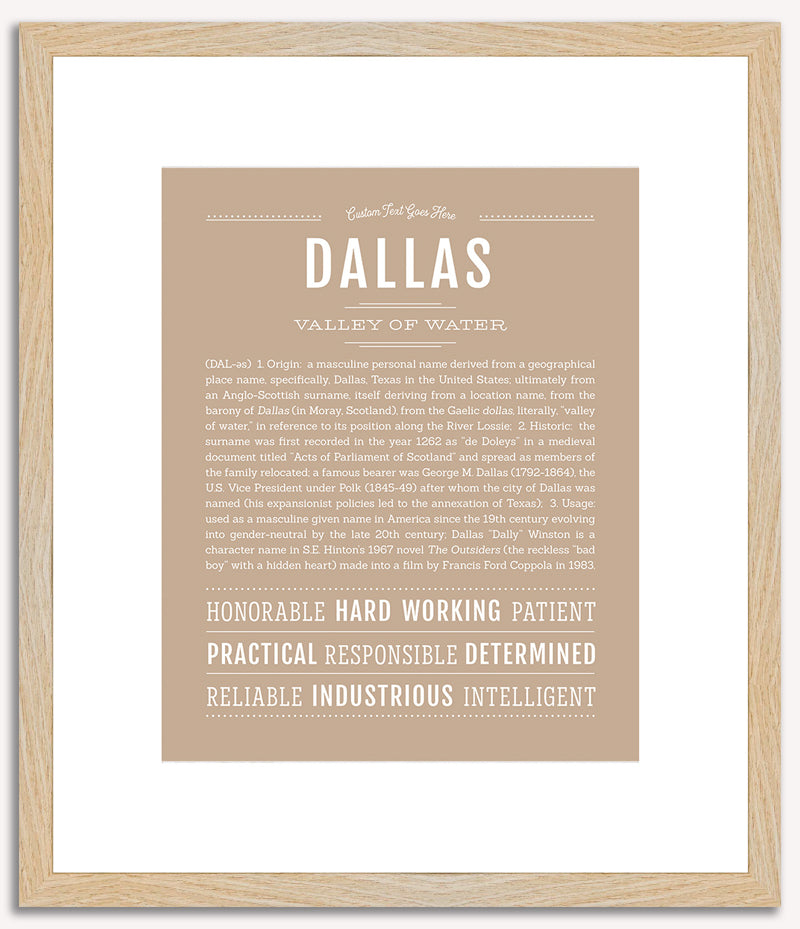 Dallas (male) | Name Art Print