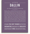 Dallin Personalized Name Meaning Art Prints – Name Stories