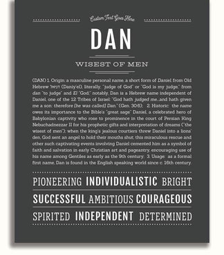 Dan Personalized Name Meaning Art Prints – Name Stories