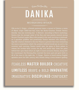 Danika Personalized Name Meaning Art Prints – Name Stories