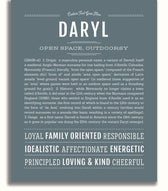 Daryl Personalized Name Meaning Art Prints – Name Stories