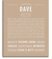 Dave Last Names Dave Personalized Name Meaning Art Prints β Name Stories