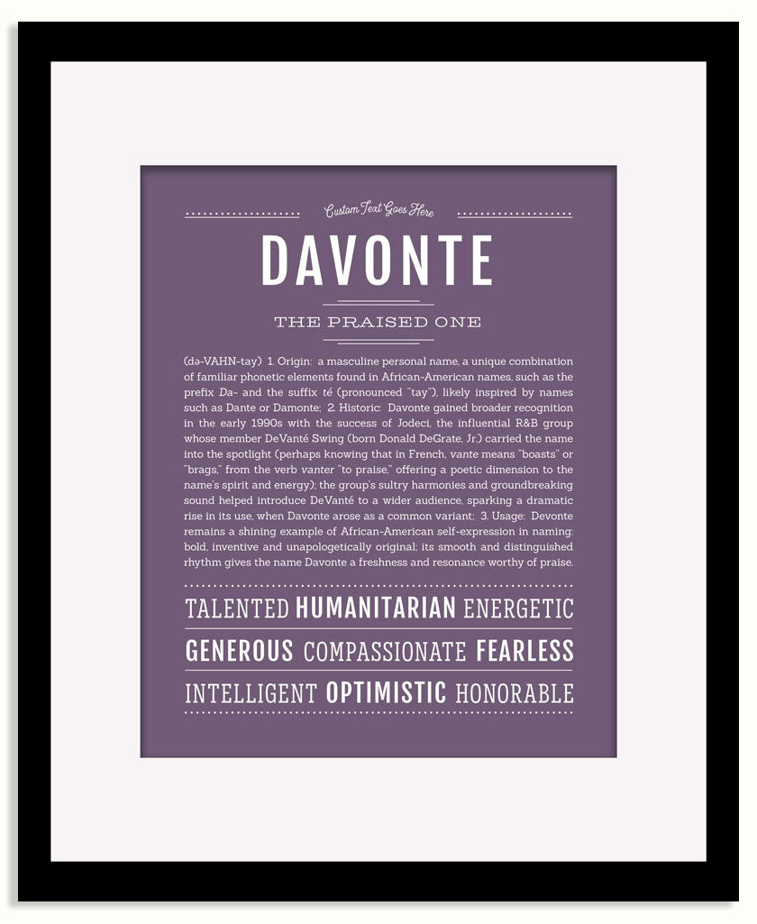 Frame Options | Deep Purple | Black Frame, Matted
