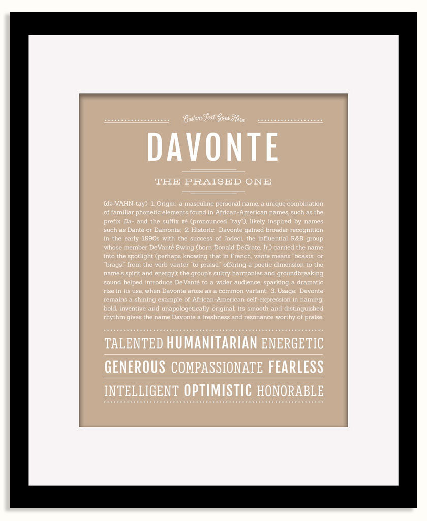 Frame Options | Tan | Black Frame, Matted