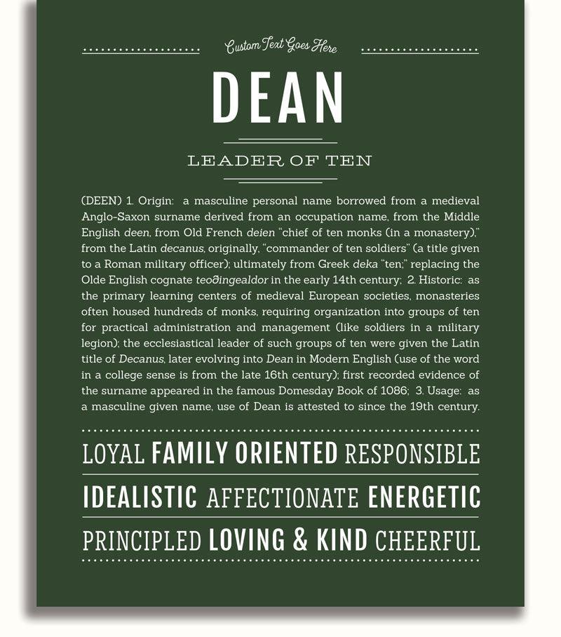 Dean | Name Art Print - Personalized Custom Gifts – Name Stories