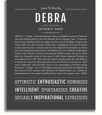 Debra Debra Personalized Name Meaning Art Prints – Name Stories