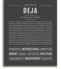 Deja Personalized Name Meaning Art Prints – Name Stories