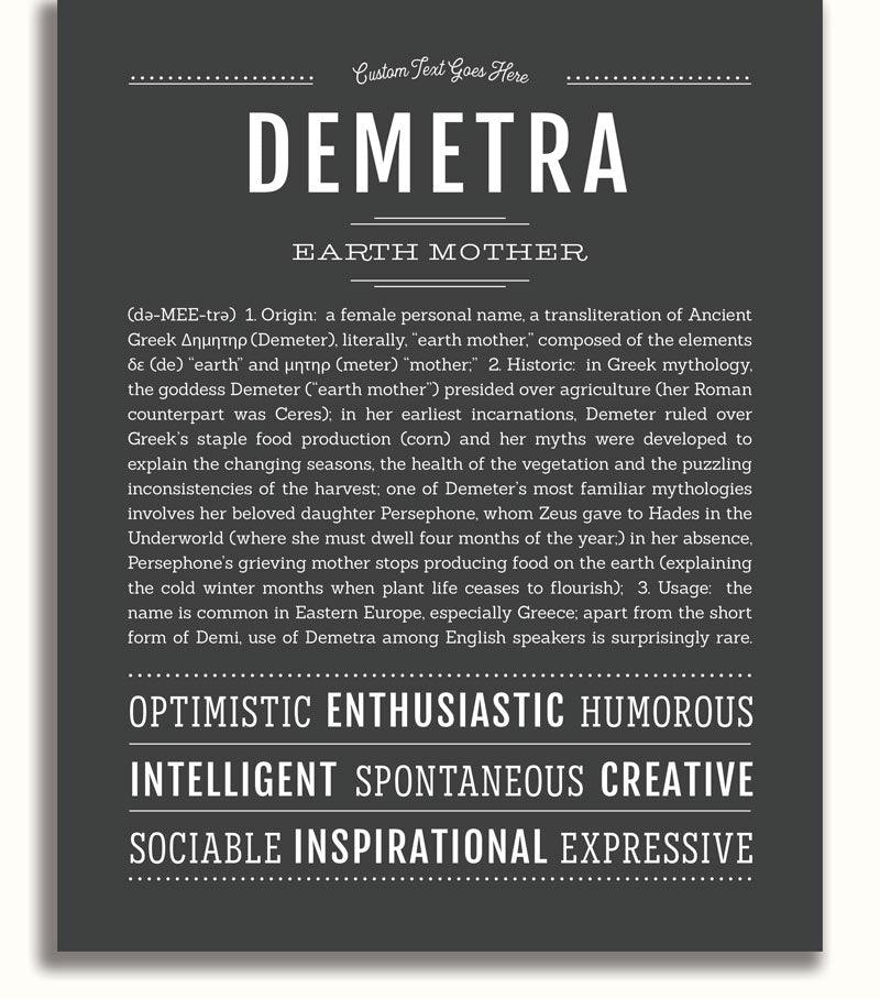 Demetry Demetra Personalized Name Meaning Art Prints – Name Stories