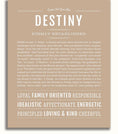 Destiny Personalized Name Meaning Art Prints – Name Stories