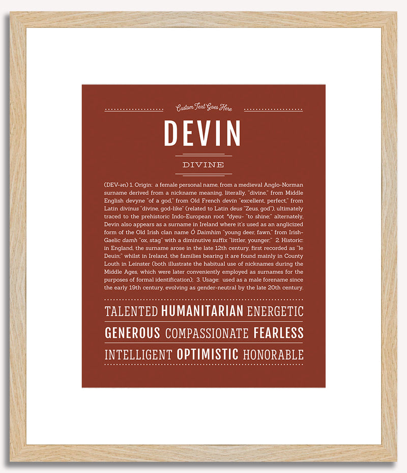 Devin (female) | Name Art Print