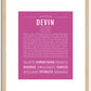 Devin (female) | Name Art Print