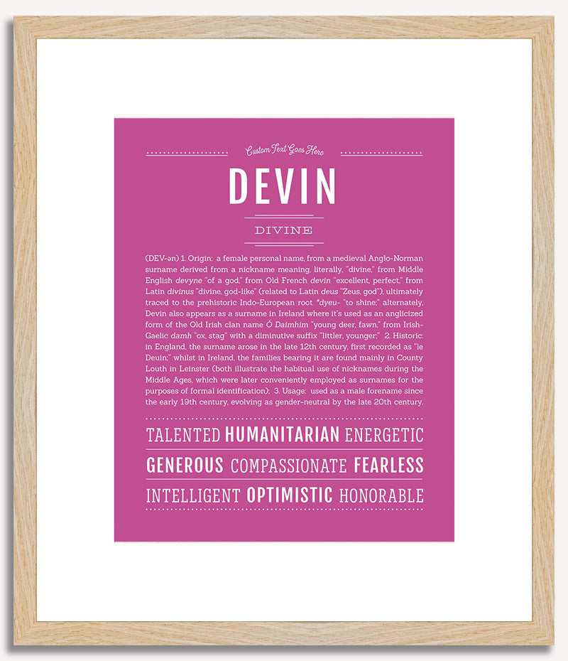 Devin (female) | Name Art Print