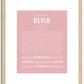 Devin (female) | Name Art Print