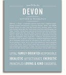 Devon Means Devon Personalized Name Meaning Art Prints β Name Stories
