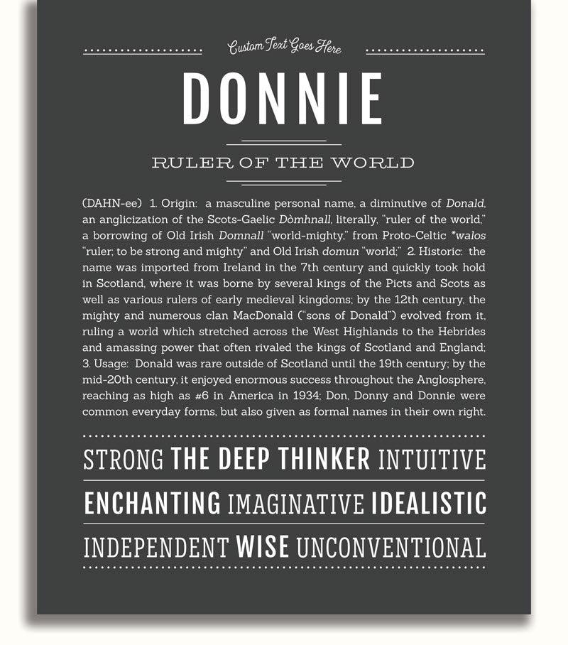 Donnie Personalized Name Meaning Art Prints – Name Stories