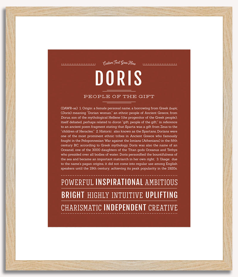 Doris Personalized Name Meaning Art Prints – Name Stories