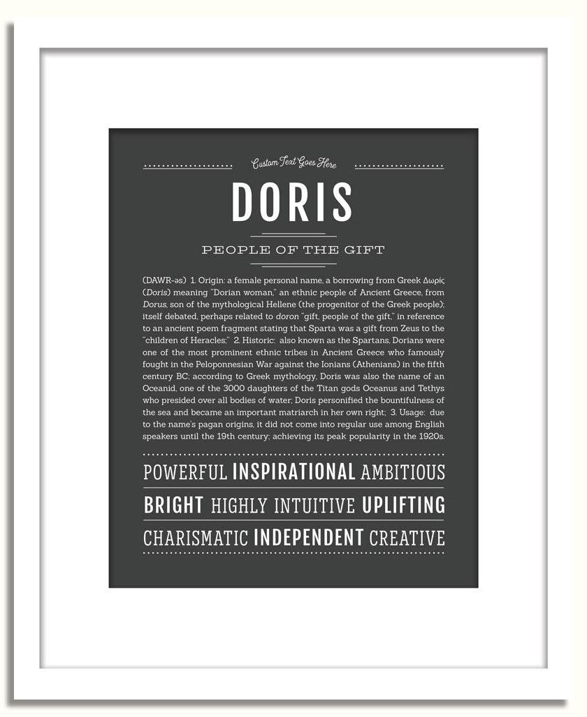Doris Personalized Name Meaning Art Prints – Name Stories