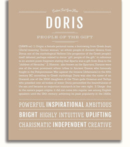 Doris Personalized Name Meaning Art Prints – Name Stories