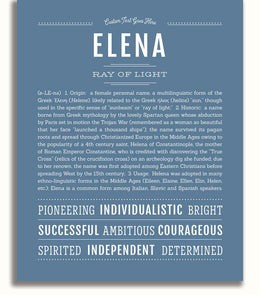 Elean Name Elena Personalized Name Meaning Art Prints – Name Stories