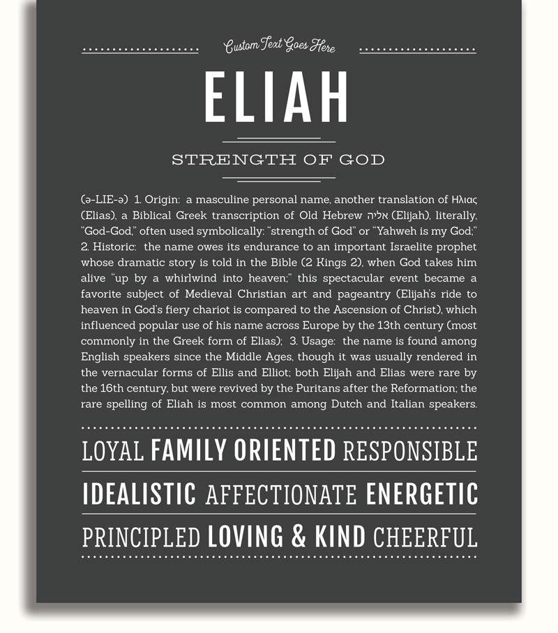 Eliah Personalized Name Meaning Art Prints – Name Stories