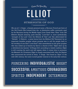 Elliot Personalized Name Meaning Art Prints – Name Stories