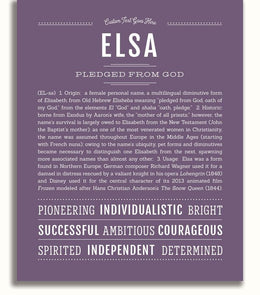 Elsa Name/color Elsa Personalized Name Meaning Art Prints – Name Stories