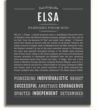 Elsa Personalized Name Meaning Art Prints – Name Stories