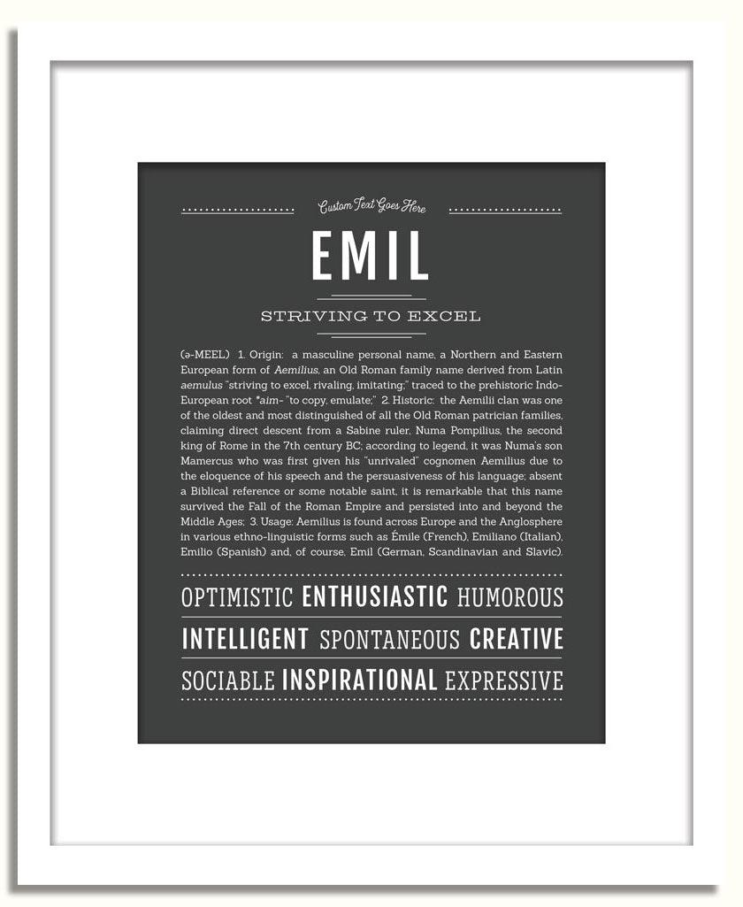 Emil Personalized Name Meaning Art Prints – Name Stories