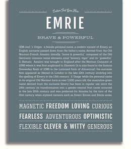 Emrie Personalized Name Meaning Art Prints – Name Stories