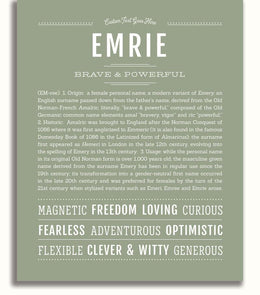 Emrie Personalized Name Meaning Art Prints – Name Stories