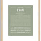 Evan (female) | Name Art Print