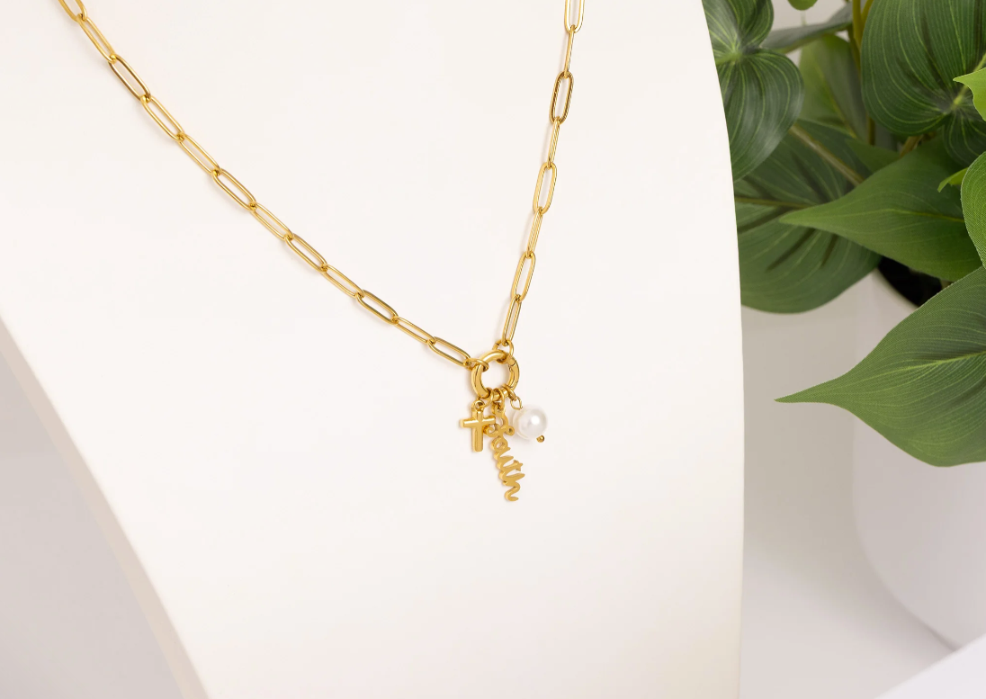 Faith Necklace – Pearl & Cross Charm