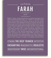 Farah Personalized Name Meaning Art Prints – Name Stories