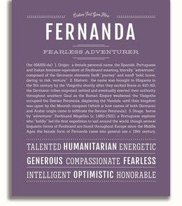 Fernande Name Fernanda Personalized Name Meaning Art Prints – Name Stories