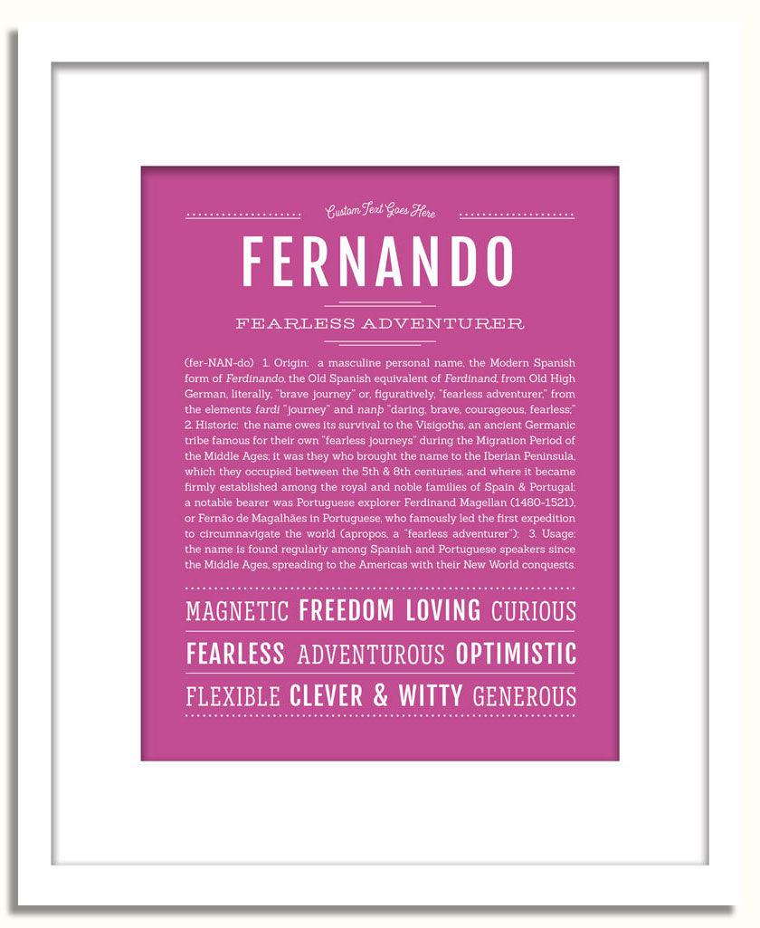 Fernando Personalized Name Meaning Art Prints – Name Stories