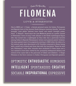 Filomena Personalized Name Meaning Art Prints – Name Stories