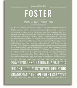 Foster Cursive Name Foster Personalized Name Meaning Art Prints – Name Stories
