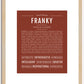 Franky (female) | Name Art Print