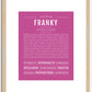 Franky (female) | Name Art Print